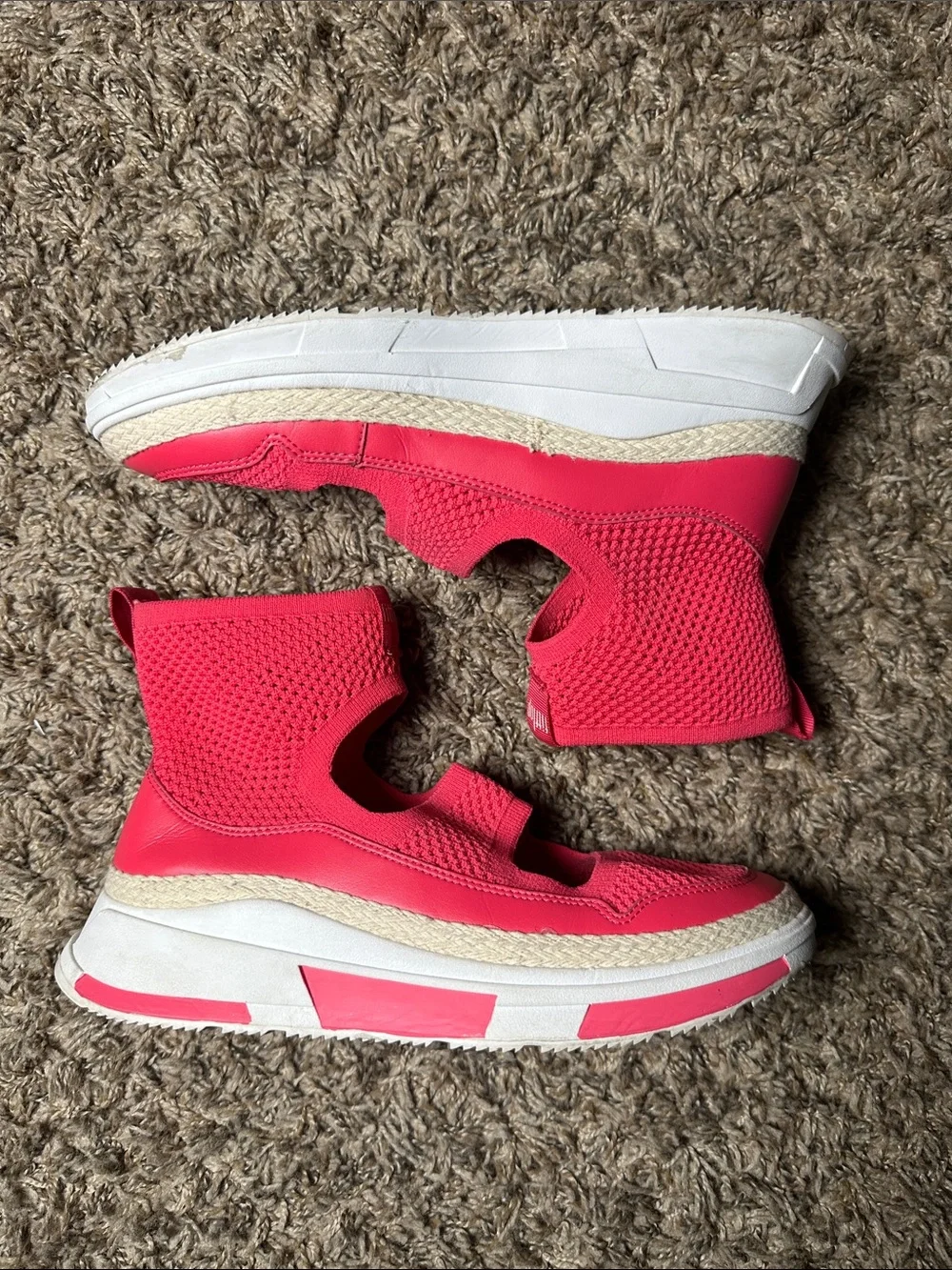 FitFlop High Top Mary Jane Pink Knit Espadrille Slip-On Wimen’s Size 8.5